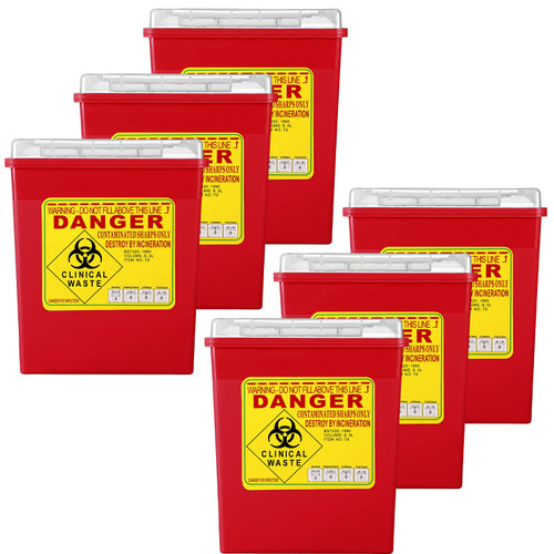 Lothee 2 Gallon Sharp Containers for Needles Disposal Containers Sharps Disposal Container Biohazard Containers Biohazard Needle and Syringe Container Disposal, Medical Grade, Red (6 Pack) Lothee 2 Gallon Sharp Containers for Needles Disposal Containers Sharps Disposal Container Biohazard Containers Biohazard Needle and Syringe Container Disposal, Medical Grade, Red (6 Pack)