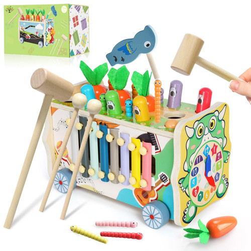 10-in-1 Toddler Montessori Toys for 1+ Year Old, 1 2 3 Year Old Boy Girl Birthday Gift, Wooden Multifunctional Preschool Educational Learning Activities Baby Sensory Toys, Develop Brain Skills Games.