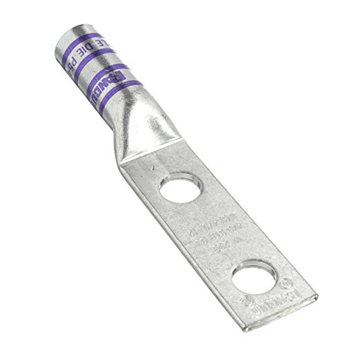 Panduit LCC4/0-12-X Code Conductor Copper Compression Lug, 2 Hole, 4/0 AWG, 1/2-Inch Stud, 1.75-Inch Hole Spacing