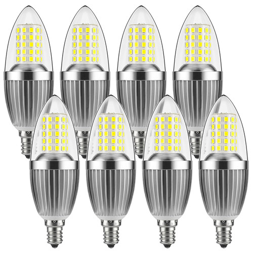 gezee LED Candelabra Bulb, Non-Dimmable, 100 Watt Equivalent, 12W LED Candle Bulbs, Daylight White 6000K, 120V, 1200Lumens, E12 Base, Chandelier Bulbs(8-Pack)