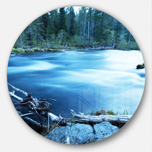 Designart Beautiful Blue River in Forest Landscape Large Metal Wall Art-Disc of 23, 23'' H x 23'' W x 1'' D 1P Designart Beautiful Blue River in Forest Landscape Large Metal Wall Art-Disc of 23, 23'' H x 23'' W x 1'' D 1P