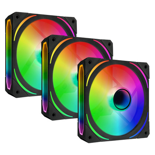 RGB Fans 120mm PWM Fans 3 Pack PC argb Fans, HA-120 pc pwm RGB Fans with 12v 4pin pwm and 5v 3pin argb Plug, Infinity Mirror ARGB Addressable Lighting - Low Noise Computer Fans for PC Cooler and Case