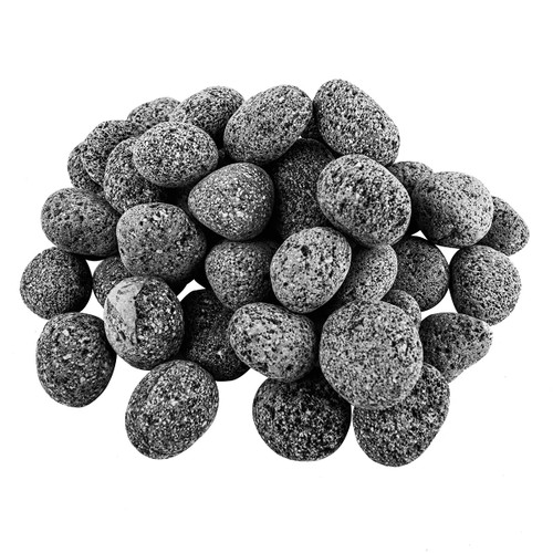 MixRBBQ 1 1/2"-2" Black Lava Rock Decorative Pebbles Stones Fire Pit Glass Rocks for Indoor or Outdoor Gas Fire Pits and Fireplaces - 10 pounds