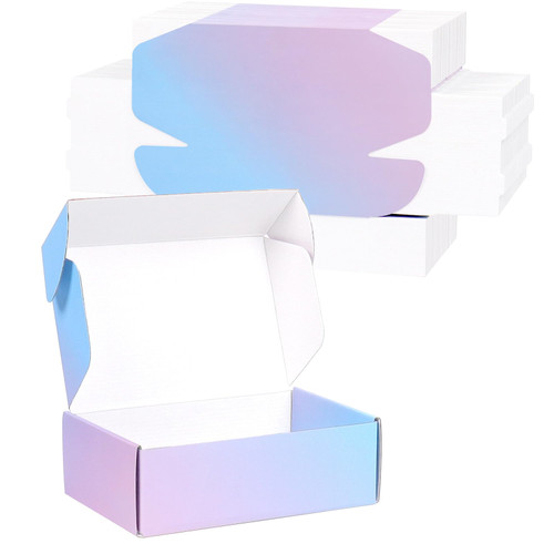 DERZIFUN 6x4x2 Inch Small Shipping Boxes for Packaging Small Business, 50 Pack Mailing Boxes Corrugated Cardboard Mailer Gift Box (Gradients)