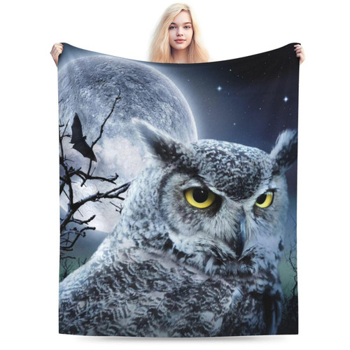 Uyeugv Owl Blanket Throw for Adult Women Men Girls -Gifts with Owl Fleece Blanket for Couch Sofa Bed Warm Fuzzy Light Weight Cozy Plush Blankets for Owl Lovers 60 X 50 Inches