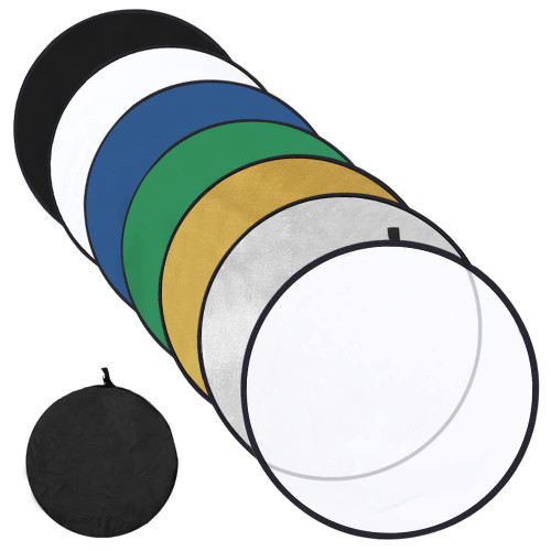 43 In/110cm Light Reflector 7-in-1 Photography Lighting Reflector Collapsible Multi-Disc with Bag for Photo Studio Photography Outdoor Lighting, Translucent/Silver/Gold/White/Black/Green/Blue 43 In/110cm Light Reflector 7-in-1 Photography Lighting Reflector Collapsible Multi-Disc with Bag for Photo Studio Photography Outdoor Lighting, Translucent/Silver/Gold/White/Black/Green/Blue
