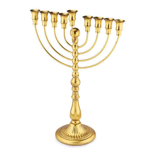 Hanukkah Menorah 9 Branch,Decorative Menorahs Candle Holder for Chanukah,9 Arm Candlestick Holder Ceremony Candlelight Set of 1(Gold)