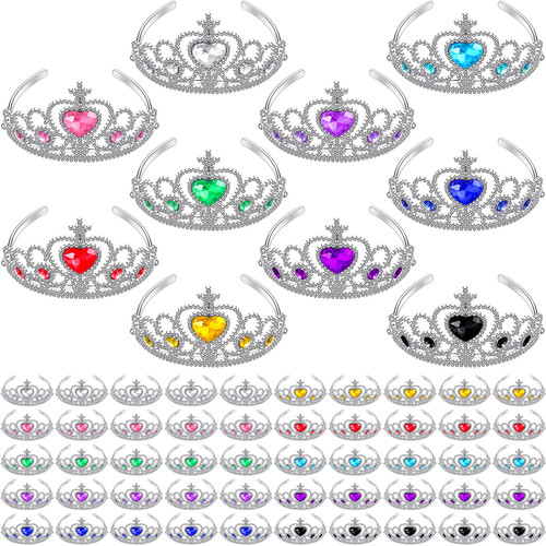 Bonuci 60 Pack Kids Tiara Crown Set Dress up Costume Party Accessories Princess Crown with Heart Stones Princess Tiara Plastic Crown for Little Girls Women Toddler Birthday Party Favors Bonuci 60 Pack Kids Tiara Crown Set Dress up Costume Party Accessories Princess Crown with Heart Stones Princess Tiara Plastic Crown for Little Girls Women Toddler Birthday Party Favors