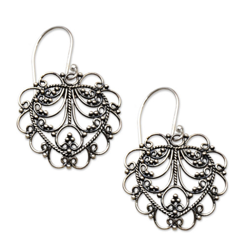 NOVICA Artisan Handmade .925 Sterling Silver Dangle Earrings Heart Indonesia 'Valentine Vine' NOVICA Artisan Handmade .925 Sterling Silver Dangle Earrings Heart Indonesia 'Valentine Vine'