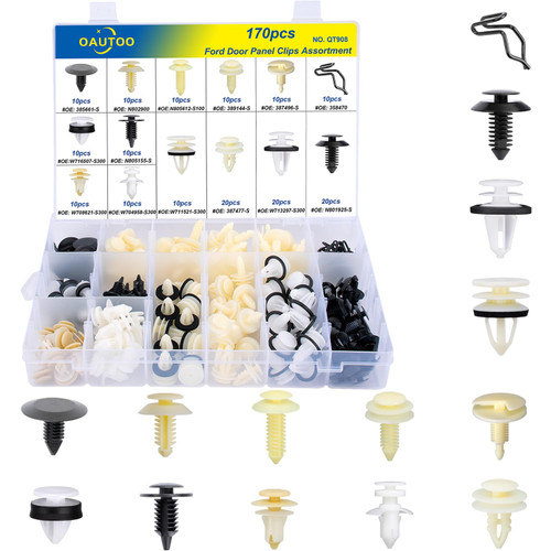 OAUTOO 170pcs Door Interior Trim Panel Retainer Clips Assortment for Ford Lincoln Mercury