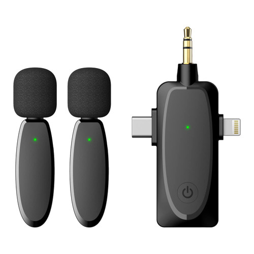 PRAKEITO 3 in 1 Dual Lavalier Microphone for iPhone iPad Android Phones Camera 2 Pack Wireless Lapel Microphone for Video Recording, TikTok Facebook Live Steam, Youtubers, Vloggers, Interview PRAKEITO 3 in 1 Dual Lavalier Microphone for iPhone iPad Android Phones Camera 2 Pack Wireless Lapel Microphone for Video Recording, TikTok Facebook Live Steam, Youtubers, Vloggers, Interview