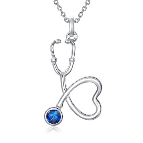 Nurse Gifts Sterling Silver Heart Stethoscope Pendant with Birthstone Birthday Christmas Graduation Nursing Jewelry Gifts for Women Nurse Medical Student Nurse Gifts Sterling Silver Heart Stethoscope Pendant with Birthstone Birthday Christmas Graduation Nursing Jewelry Gifts for Women Nurse Medical Student