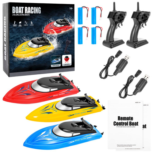 Geefia 3PACK RC Boat, Remote Control Boats for Kids and Adults,10km/H 2.4G High Speed Remote Control Boat, Fast RC Boats for Pools and Lakes with 6 Rechargeable Battery