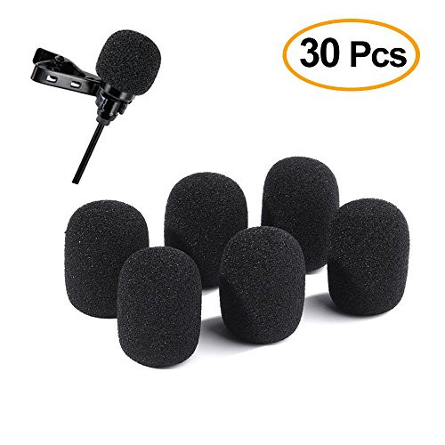 FEPITO 30 Pack Mini Size Microphone Windscreen Microphone Foam Covers for Lavalier Lapel Headset Mic Wireless Microphones