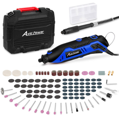 AVID POWER Rotary Tool with Flex Shaft 1.0 Amp Electric Rotary Tool, 6 Variable Speeds, 107 Pieces Rotary Tool Accessories & Carrying Case for Grinding, Cutting, Carving and Sanding - Blue