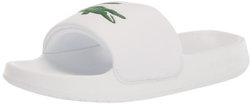 Lacoste Men's Croco 1.0 Slide Sandal, White/Green, 11