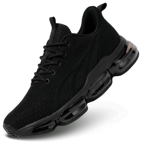 Pozvnn Mens Running Shoes Air Cushion Fashion Sneakers Casual Tennis Walking Athletic Trainers Zapatillas para Hombre All Black