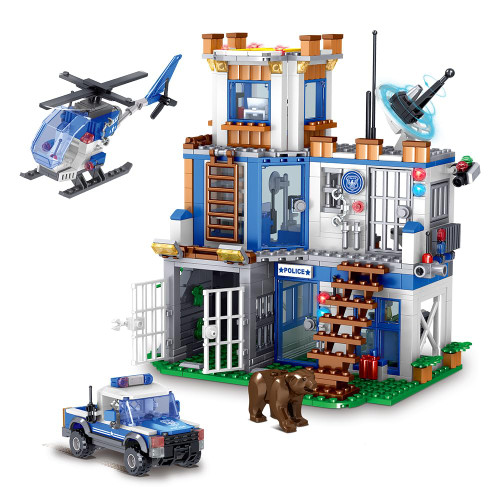 MindBox City Police Station Building Set, 819pcs STEM Toy with Helicopter Airplane,Police Car, Radar,Police Station, Building Set for 6-12 Boys