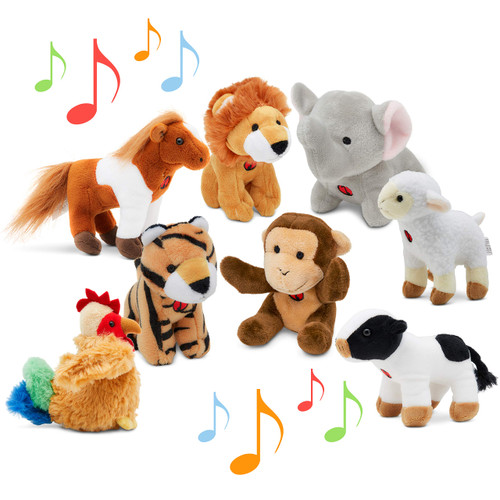 Talking Plush Animal Toys Set with Sound (Set of 8) | Jungle & Farm Talking Animals | Cow, Horse, Sheep, Rooster, Monkey, Lion, Tiger & Elephant Plush Toys for Boys & Girls Talking Plush Animal Toys Set with Sound (Set of 8) | Jungle & Farm Talking Animals | Cow, Horse, Sheep, Rooster, Monkey, Lion, Tiger & Elephant Plush Toys for Boys & Girls