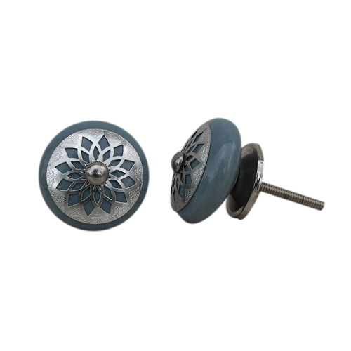 Indian Shelf 8 Pieces Girls Dresser Knobs | Strewn Flat Drawer Pull Knob | Grey Drawer Pulls One Hole | Ceramic Door Knob | Cabinet Drawer Knobs | Decorative Knobs for Dresser Drawers