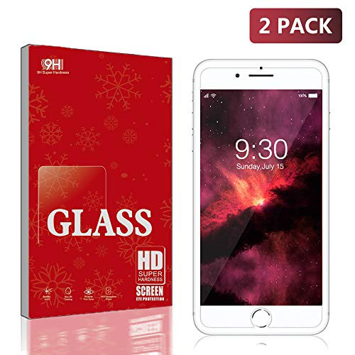 iPhone 8 Plus Protector Glass, iPhone 7 Plus Screen Protector Glass, Tempered Glass Screen Protector for Apple iPhone 8 Plus, 7 Plus [5.5" inch] (2-Pack)