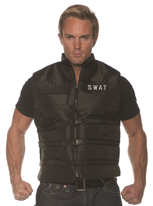Underwraps Men's SWAT Costume Vest, Black, One Size