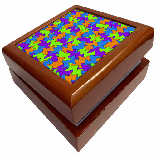 3dRose Fractural Puzzle of Orange Green Purple and Blue, Jewelry Box jb-21745-1