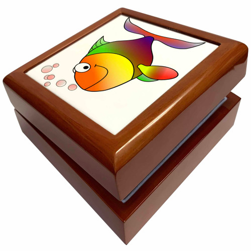 3dRose Orange Yellow Red Fish On White, Jewelry Box jb-38281-1