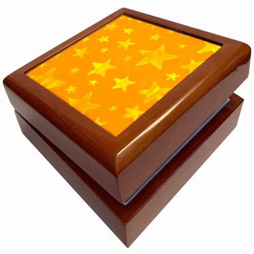 3dRose Sweet Orange Stars- Art Designs- Whimsical, Jewelry Box jb-38455-1