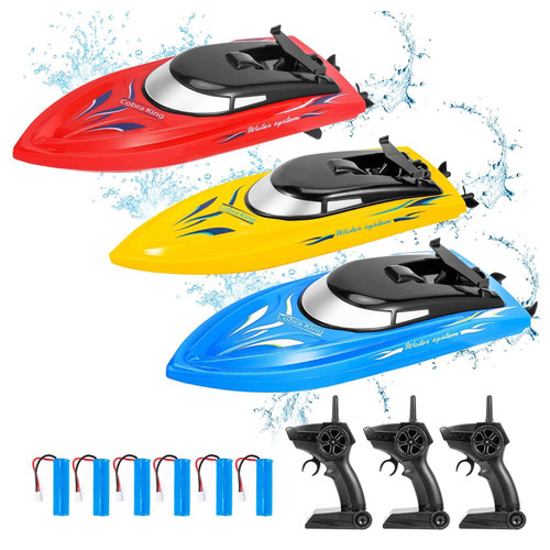 LIZHOUMIL 3PACK RC Boat, Remote Control Boats for Kids and Adults,10km/H 2.4G High Speed Remote Control Boat, Fast RC Boats for Pools and Lakes with 6 Rechargeable Battery