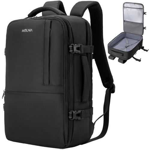 Evmyo Large Travel Backpack for Women Airplanes Approved 17 Inch Laptop Backpack Carry On Backpack for Travel Business College Casual Daypack, Black