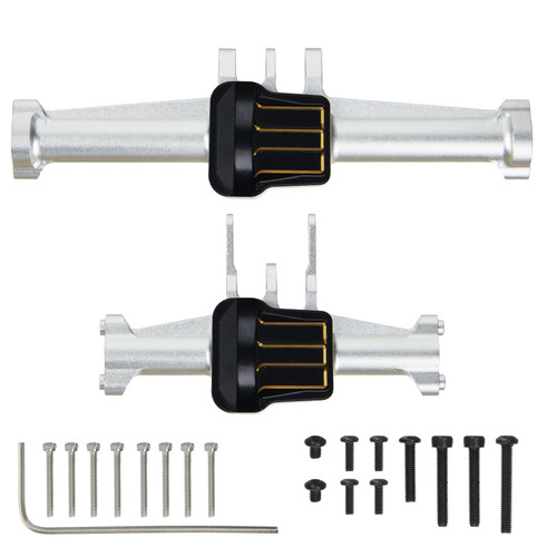 HOBOHY 1/18 Aluminum Alloy Front and Rear Axle Bridge Housing Set for TRX4M 1:18 RC Crawler Replacement Upgrade Parts (Silver)