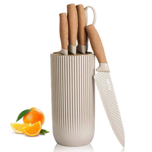 Kitchen Knife Set, Professional Stainless Steel Knives Set for Kitchen with Universal Knife Block - Sharp, Non-Stick, Ergonomic - Ideal for Chefs and Cooking Enthusiasts