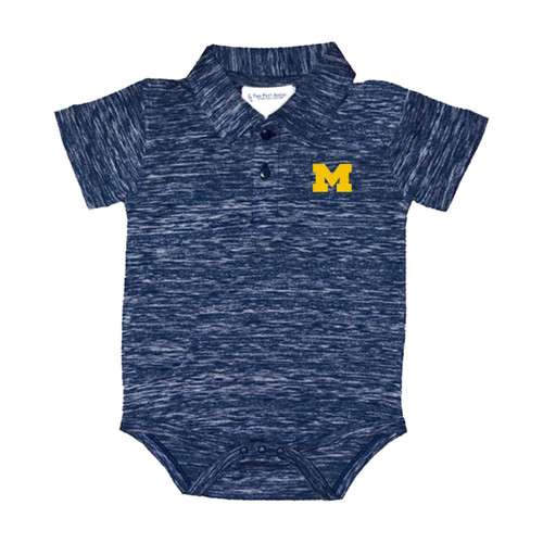 Two Feet Ahead Michigan Wolverines Space Dye Short Sleeve Golf Polo Baby onesie Bodysuit Creeper Newborn Infants (Michigan Wolverines, 0-3 Months)