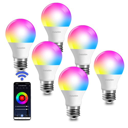 dalattin Tuya Smart Led Bulb,RGBWW WiFi Light Bulbs,Color Changing Light Bulb,Smart Light Bulbs That Work with Alexa &Google Assistant,A19 E26 RGB Alexa Light Bulb,9W(60W Equivalent) 800 Lumen,6Pack