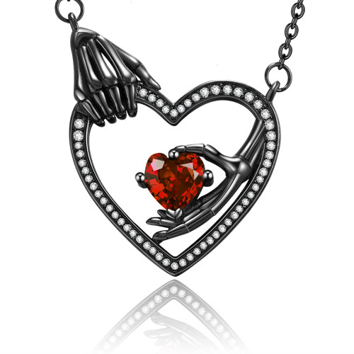 URONE Skeleton Necklace Sterling Silver Skull Skeleton Hand Heart Pendant Necklace Gothic Skull Jewelry Gifts for Women URONE Skeleton Necklace Sterling Silver Skull Skeleton Hand Heart Pendant Necklace Gothic Skull Jewelry Gifts for Women