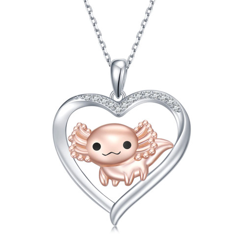 Feijiesi Axolotl Necklace 925 Sterling Silver Axolotl Heart Necklace Axolotl Jewelry Gifts for Women Girls Daughter Feijiesi Axolotl Necklace 925 Sterling Silver Axolotl Heart Necklace Axolotl Jewelry Gifts for Women Girls Daughter