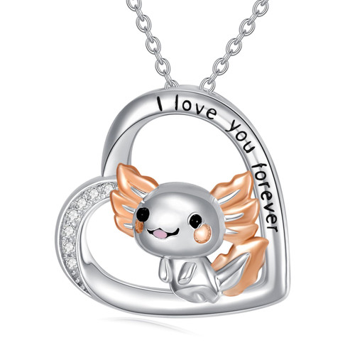 MAQOI Axolotl Necklace 925 Sterling Silver Heart Pendant Necklace Cute Animals Jewelry Birthday Gifts for Women Teen Girls Daughter (Axolotl) MAQOI Axolotl Necklace 925 Sterling Silver Heart Pendant Necklace Cute Animals Jewelry Birthday Gifts for Women Teen Girls Daughter (Axolotl)