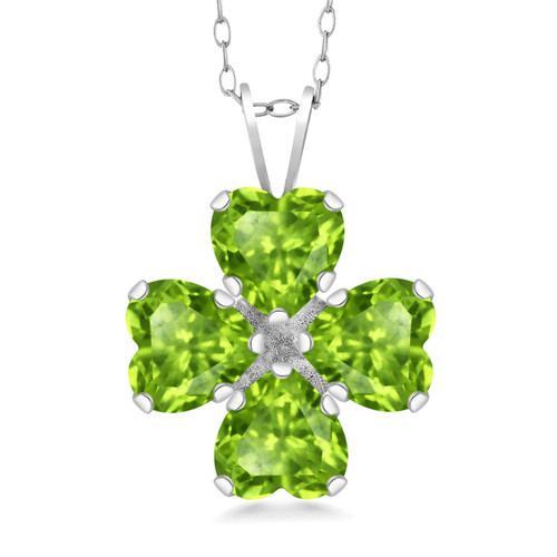 Gem Stone King 925 Sterling Silver Green Peridot 4 Heart Shape Gemstone August Birthstone Pendant Necklace For Women (3.32 Cttw, 6MM Heart, with 18 Inch Silver Chain) Gem Stone King 925 Sterling Silver Green Peridot 4 Heart Shape Gemstone August Birthstone Pendant Necklace For Women (3.32 Cttw, 6MM Heart, with 18 Inch Silver Chain)
