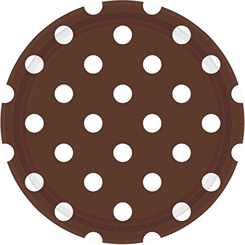 Chocolate Brown Dots Round Plates | 8 Ct. | 9"