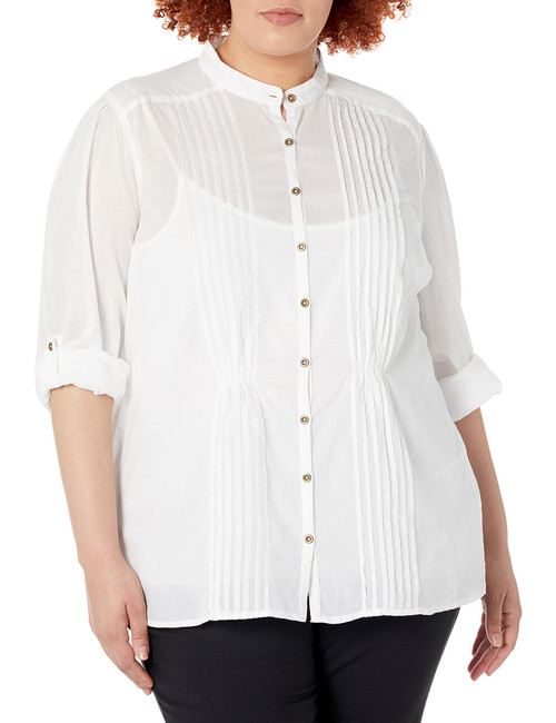 NIC+ZOE Women's Plus Size Breezy Shirt, Paper White, 1X