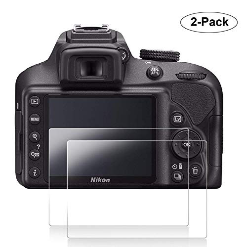 Camera Screen Protector for Nikon D3400 D3300 D3200 D3100, POPANK 0.33mm Ultra-Thin [9H Hardness] [Crystal Clear] [Scratch Resist] LCD Tempered Glass Screen Protector (2-Pack)
