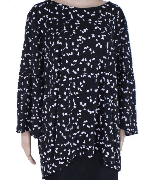 Alfani Womens Printed Pullover Blouse, Black, 1X