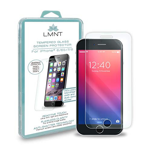 LMNT Screen Protector, Tempered Glass Screen Protector, Phone Screen Protector Case Friendly, Bubble Free, 3D Touch, Anti-Scratch Compatible with iPhone 8 / iPhone 7 / iPhone 6S / iPhone 6