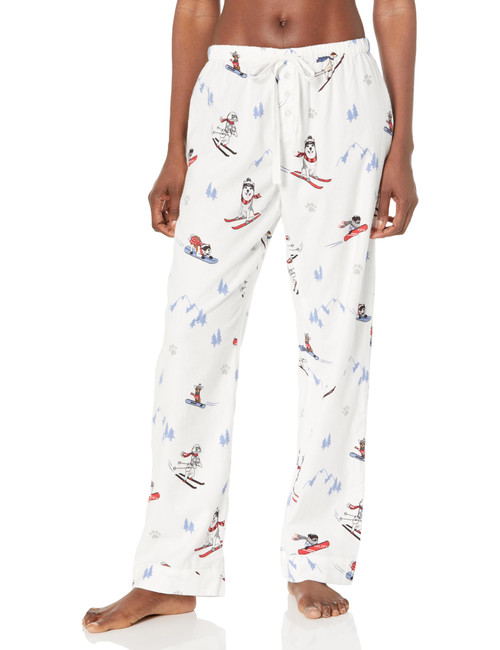 PJ Salvage Women's Loungewear Flannels Pant, Snow White, L