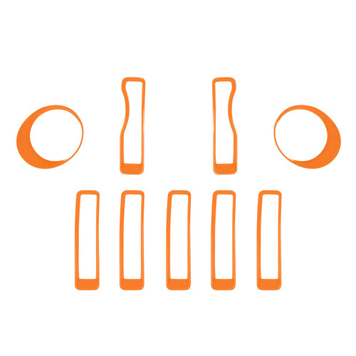 RT-TCZ for Wrangler JL Mesh Front Grille Grill Insert Headlight Light Cover Trim for Jeep Wrangler JL JLU 2018-2022 Orange Exterior Accessories 9pcs