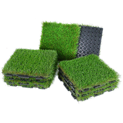 XLX TURF Interlocking Artificial Grass Tiles 12x12 Inch/9 Pack, Easy to Install Fake GrasTurf Tiles for Patio, Balcony, Dogs, Deck, Indoor Outdoor Decor, Rectangle Buckle