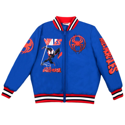Marvel Superheroes Bomber Jacket for Boys, Avengers and Spider-Man Bomber Jacket (Blue, Size 5/6)