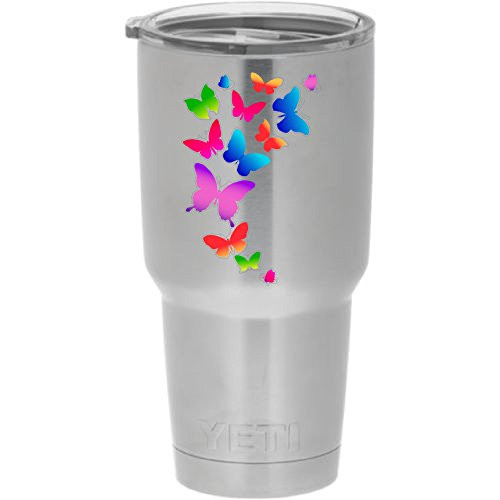 Cups drinkware tumbler sticker - Colorful butterflies - cool sticker decal