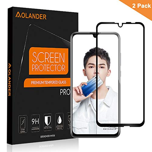AOLANDER [2-Pack] Screen Protector for Huawei Honor 10 Lite, [Anti-Scratch][Anti-Fingerprint][Bubble Free] Tempered Glass Screen Protector (Black)
